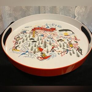 🇨🇦CANADIANA🇨🇦 Melamine Serving Tray; Folk-Art designs over a map of Canada; NEW